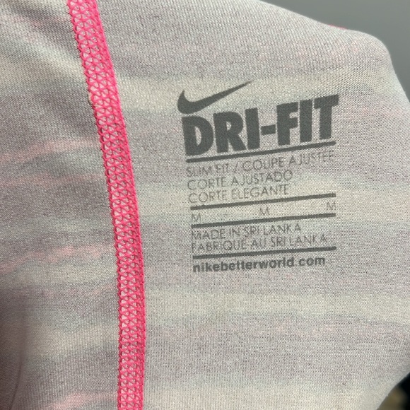 Nike Women’s Workout Top, Dri-FIT Slim Fit, Pink & Grey, Size Medium - Picture 7 of 7